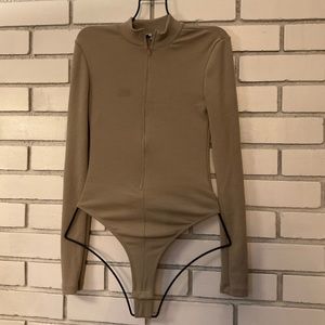 Full zip tan bodysuit XS